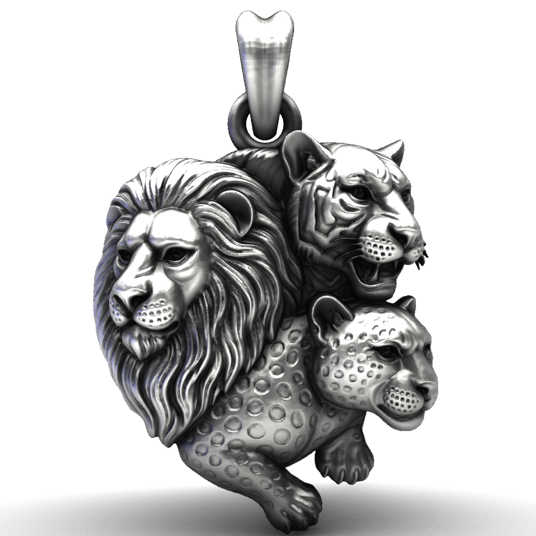 The Primal Trio 925 Silver Big Cat Fusion Pendant