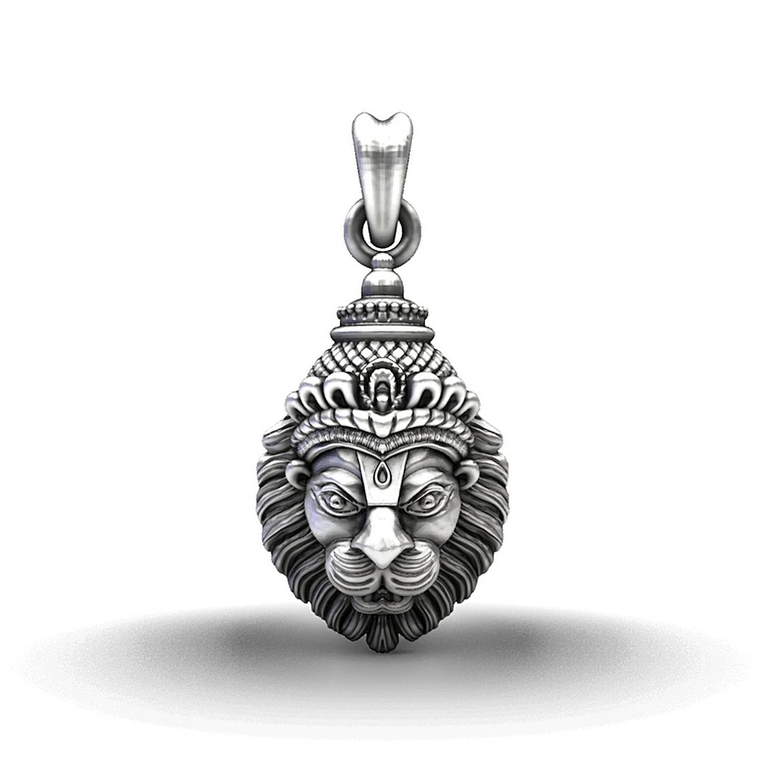 The Royal Lion Oxidised Silver Sovereign King Pendant