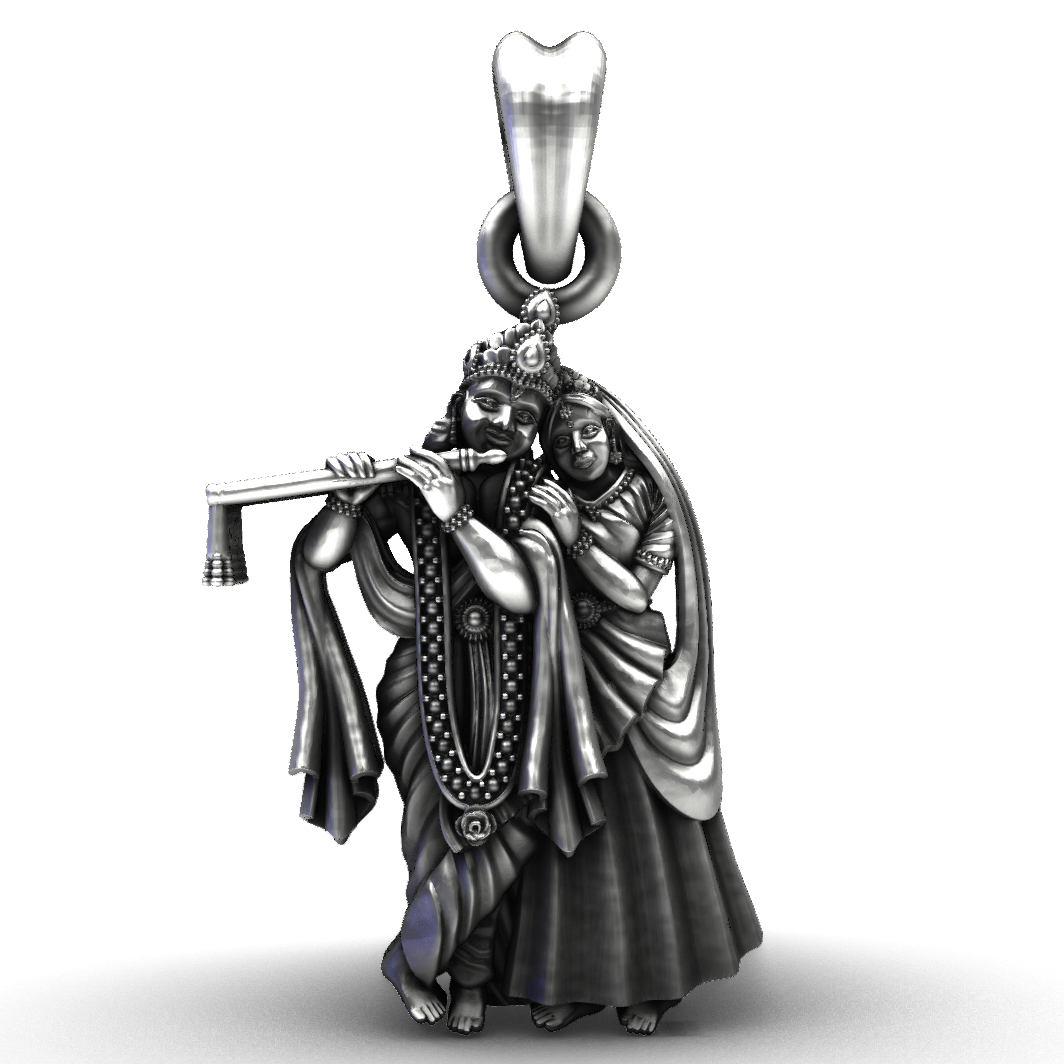 Radha Krishna 925 Silver Divine Pendant