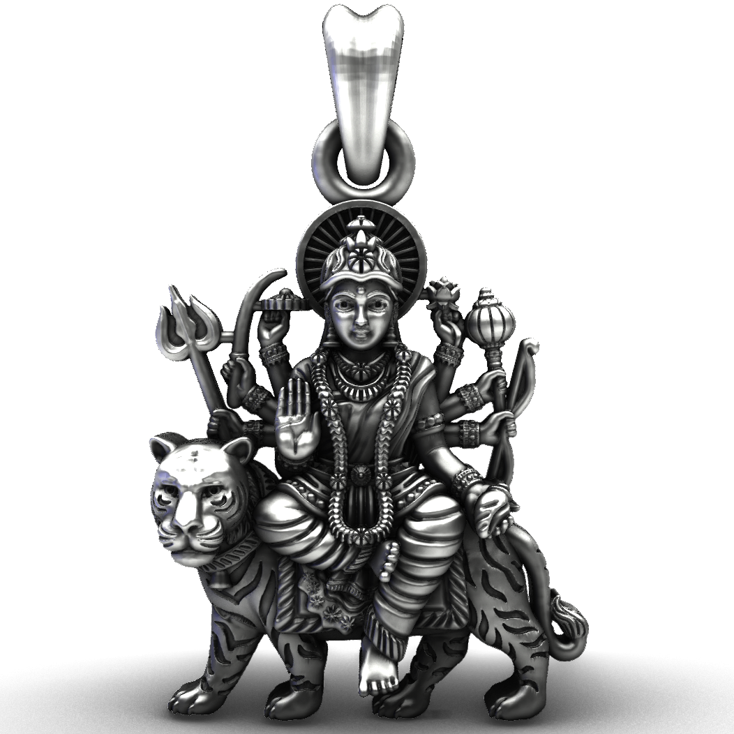 Mahishasura Mardini Sterling Silver Durga Pendant Piece