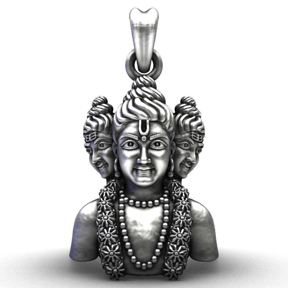 Trimurti Avatar Handcrafted Silver Dattatreya Pendant