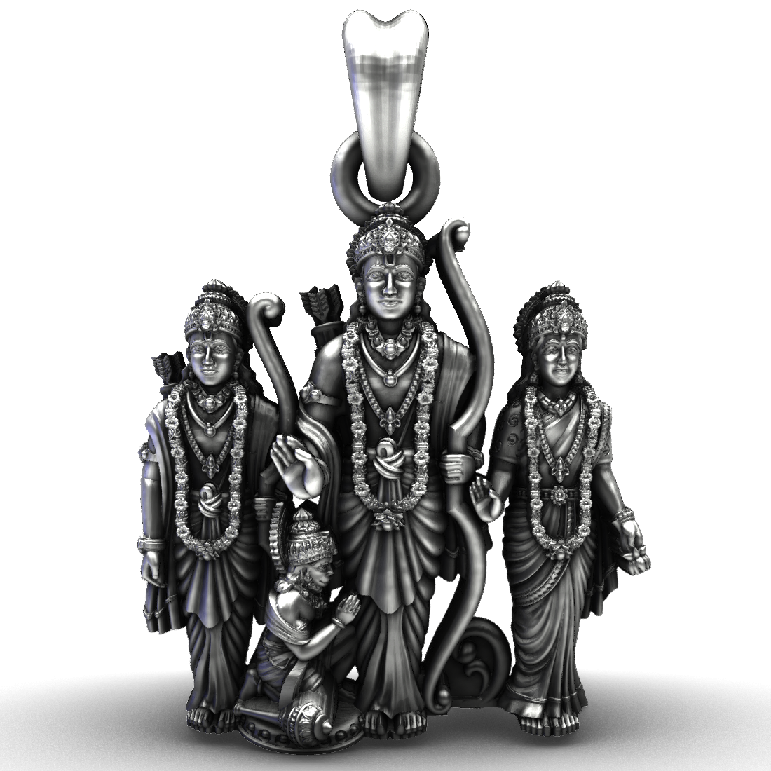 Royal Ram Darbar 925 Silver Divine Family Pendant