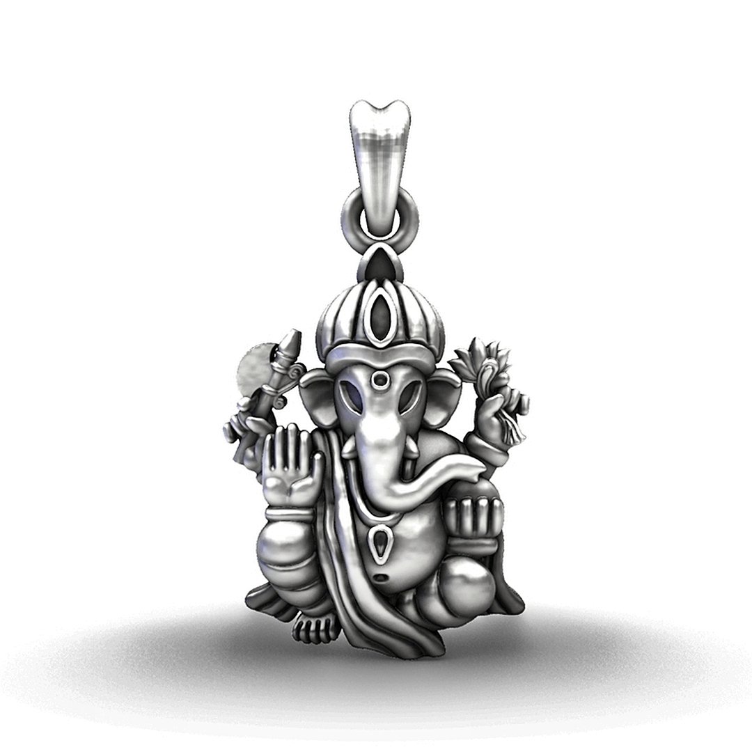 925 Sterling Silver Divine Ganesha Lotus Pendant