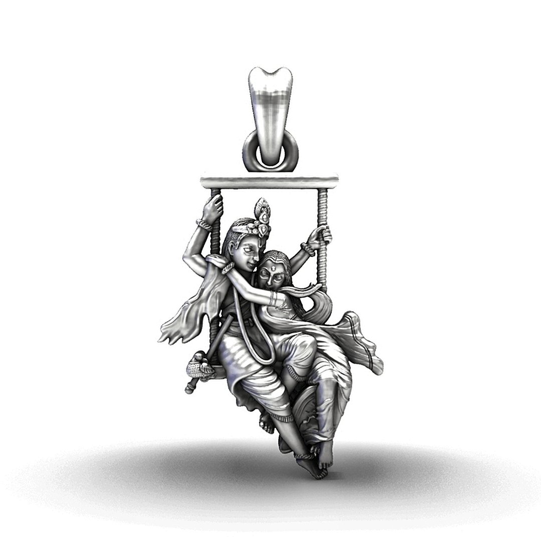 Divine Swing Radha Krishna 925 Silver Jhulan Pendant
