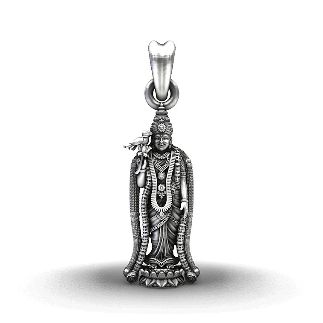 925 Silver Goddess Meenakshi Amman Pendant