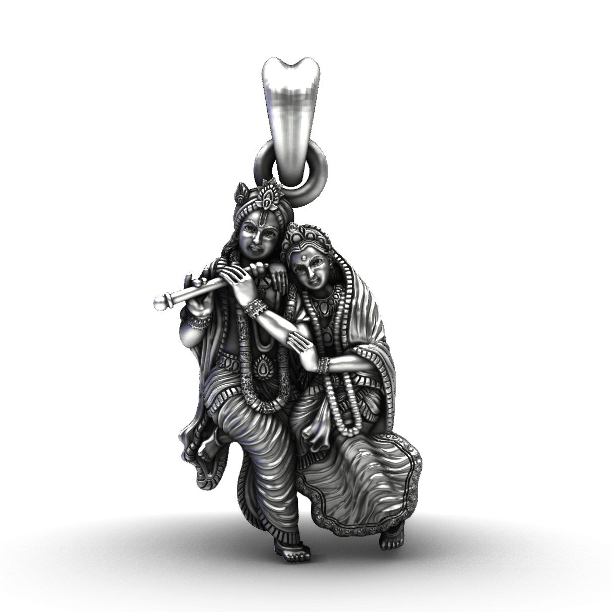 925 Sterling Silver Radha Krishna Divine Love Pendant