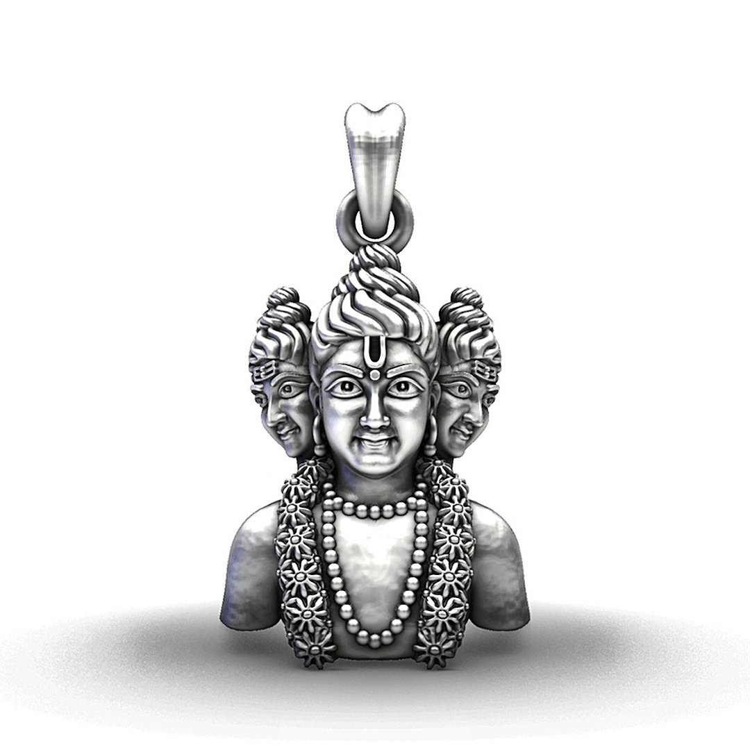 Trimurti Avatar Handcrafted Silver Dattatreya Pendant