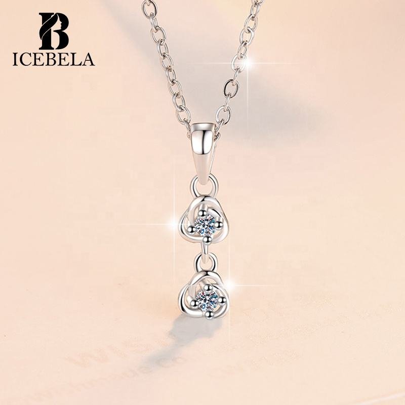 Chic Unique Plata De Ley 925 Silver Jewelry 0.06ct Vvs Moissanite Pendant Necklaces for Women
