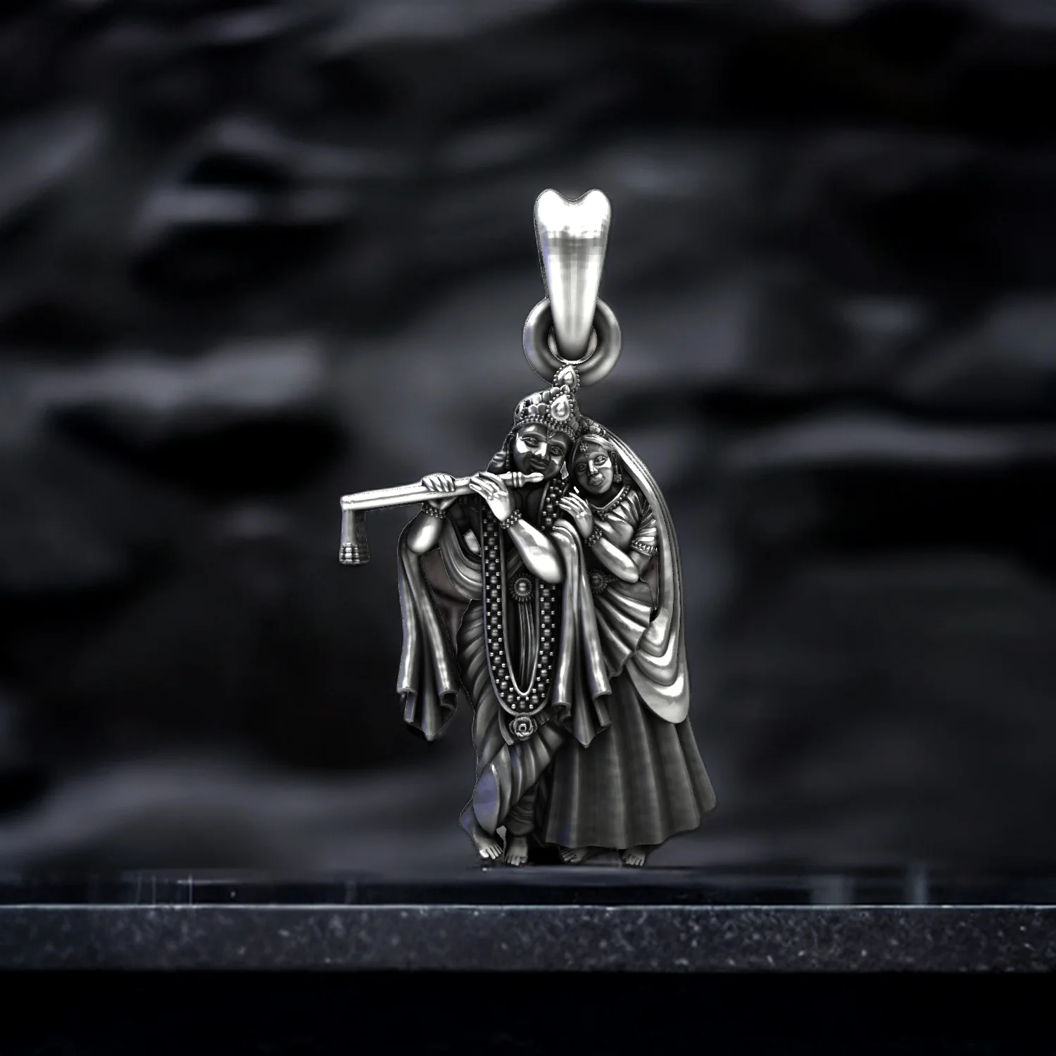 Radha Krishna 925 Silver Divine Pendant