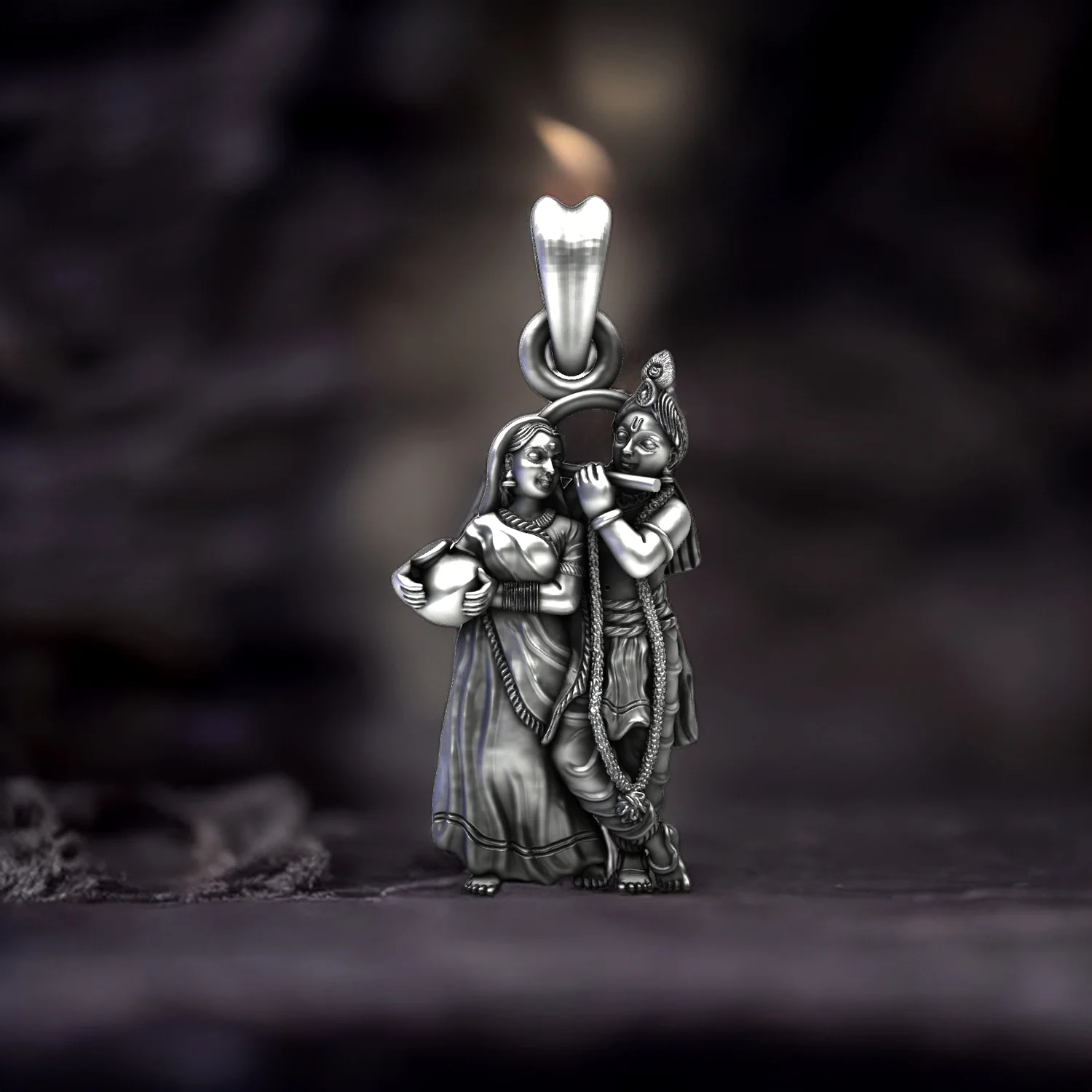 Radha Krishna 925 Sterling Silver Pendant