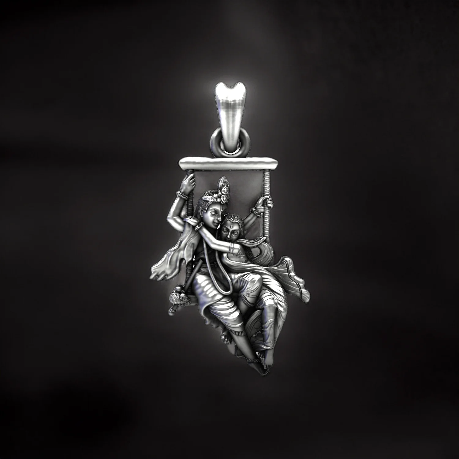 Radha Krishna Swing 925 Sterling Silver Pendant