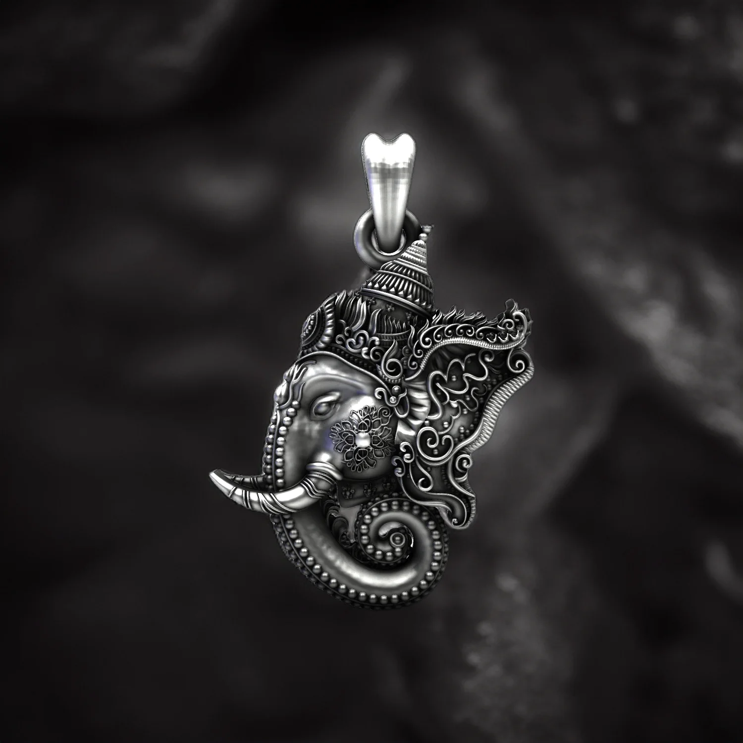 Vighnaharta 925 Sterling Silver Ornate Ganesha Pendant
